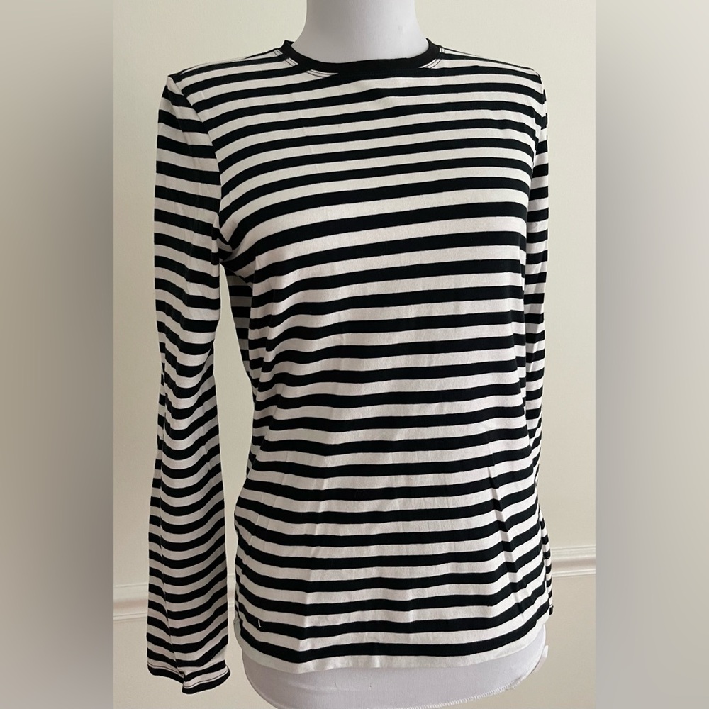 Stripped Long Sleeve Knit Top Nautical Black White New